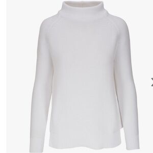 Kinross Winter White Funnel Neck Sweater Garter Stitch 100% Cotton L Minimalist